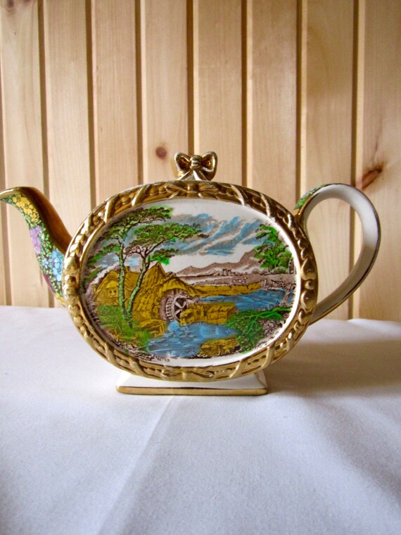 Vintage James Sadler Teapot 'The Old Mill' 1930