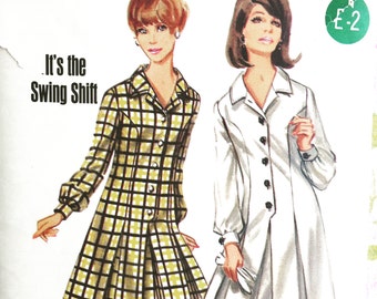 1960's Swing Shift Mini Dress Vintage Sewing Pattern, Unused, Uncut Pattern
