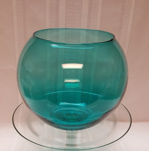 RETRO Cool AQUA Large Decorative Glass Bowl Tableware