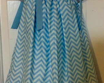 Blue Chevron Pillowcase Dress Size 2T