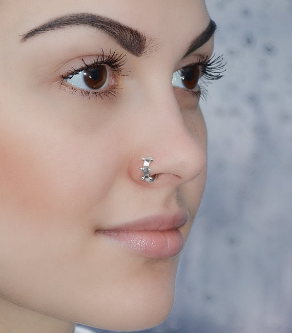 SMALL NOSE RING // Silver Nose Ring Hoop Conch Piercing