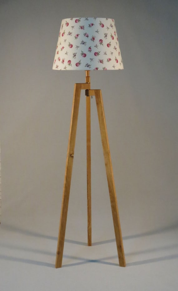 Handmade Tripod Floor lamp with unique wooden by DyankoffShop
