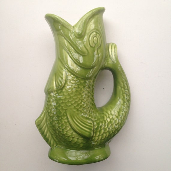 Green Vintage Fish Vase