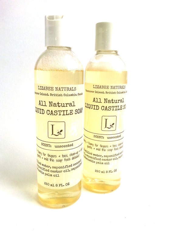 Unscented Castile Liquid Soap/Body Wash/Natural by LizaBeeNaturals