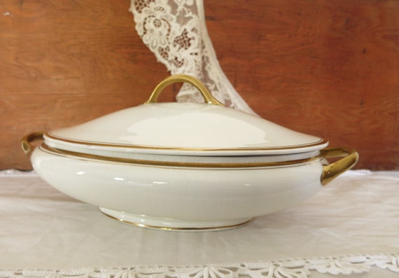 Antique Johnson Bros. White China Covered Serving by WrensAttic