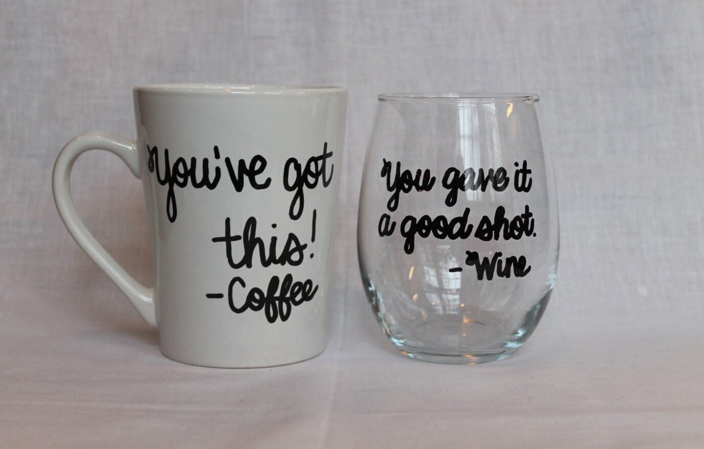 Coffee Mug and Wine Glass Combo Customizable
