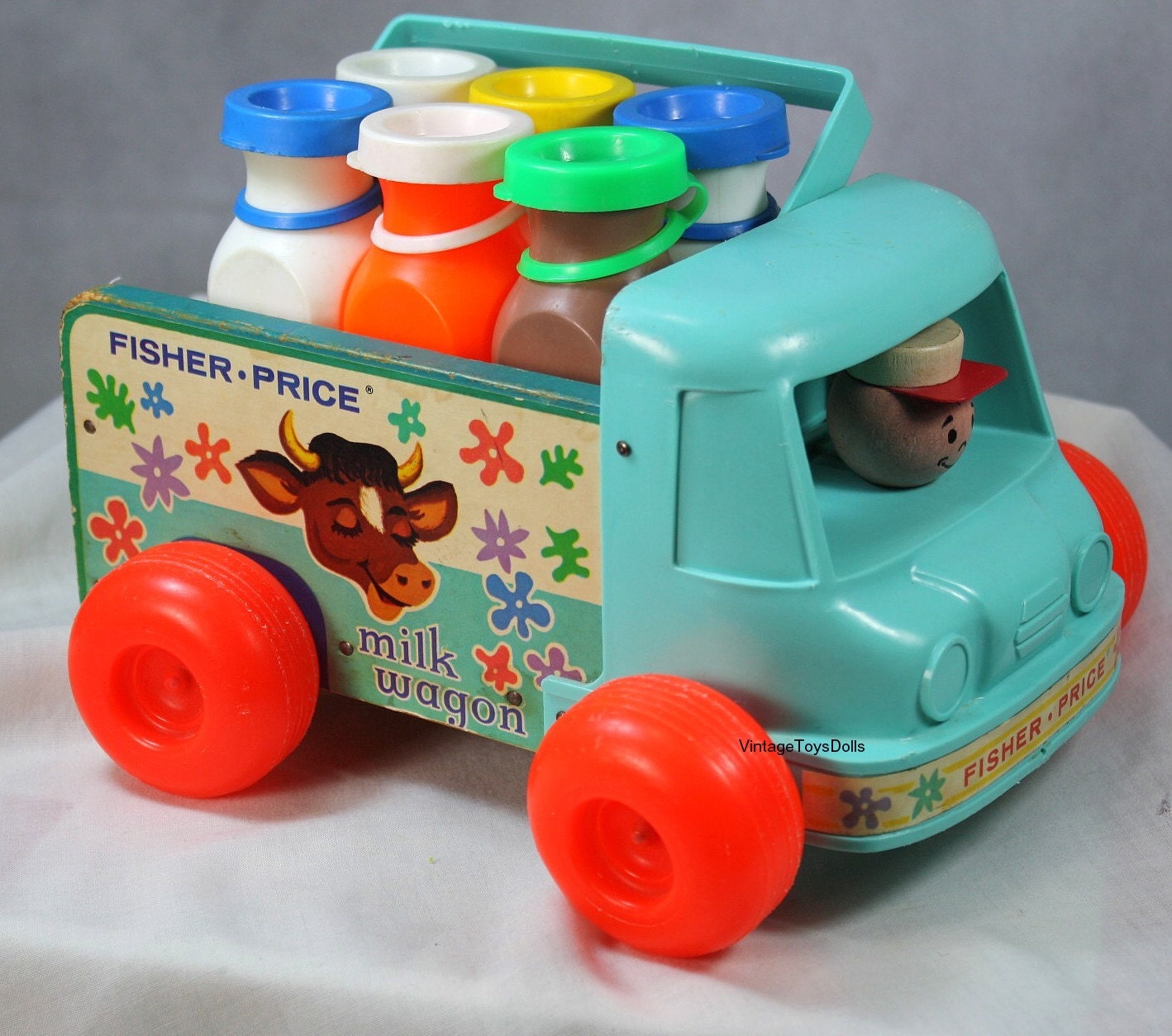 Vintage Fisher Price Milk Wagon 1965 Complete