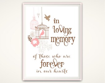 In Loving Memory Sign - Wedding Memorial Sign, In Loving Memory PRINTABLE, In Memory Of Sign, Wedding Memorial Table Wedding Sign, DOWNLOAD