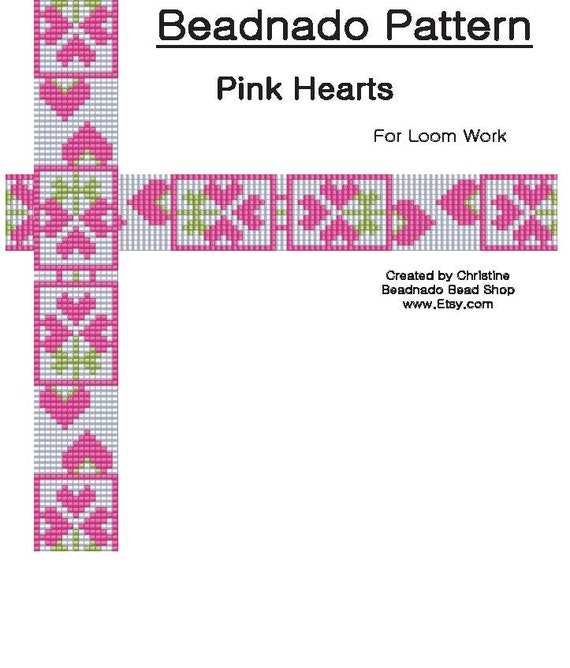 Pink Hearts Bead Loom Pattern
