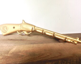 Gold Rifle Key Hook - Gold Wall Hooks - Hunting Decor - Gold Wall Decor - Wall Key Holder - Hunting Cabin Decor - Gun Decor - Jewelry Hanger