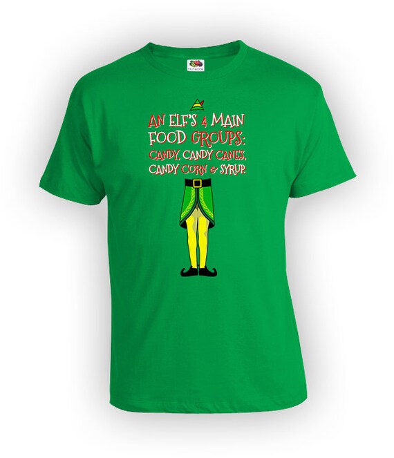 buddy the elf t shirt an elf 39 s 4 main food groups candy christmas heat transfers