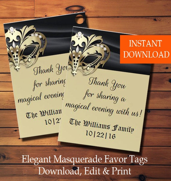 elegant masquerade favor tags party favor gift tags masquerade