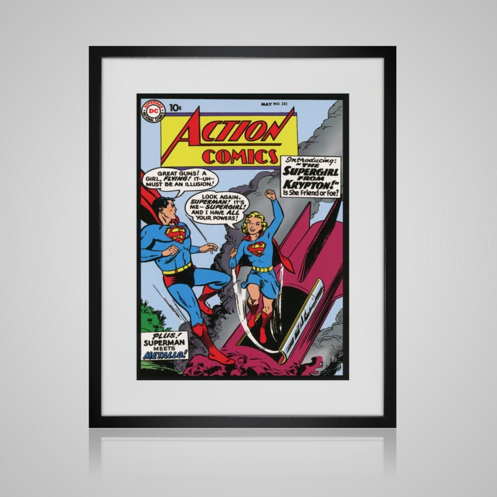 Framed Wall Art VINTAGE COMIC BOOK Cover Supergirl Wall