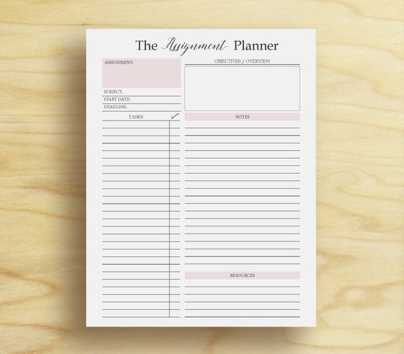 Assignment Planner Page A4 & A5 Student Planner Printable