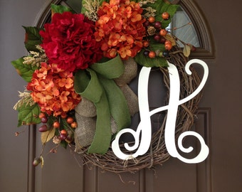 BEST SELLING Fall Wreath- Fall Decor - Fall Decorations - Fall Door Hanger - Front Door Wreaths - Monogram Wreath - Wreath with Initial