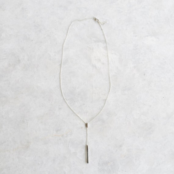 Drop down bar charm necklace Sterling silver bar by SilverCartel