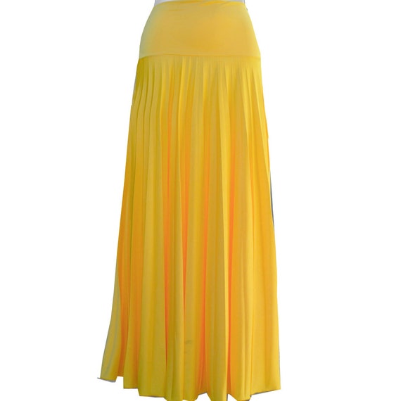 yellow fit and flare skirt