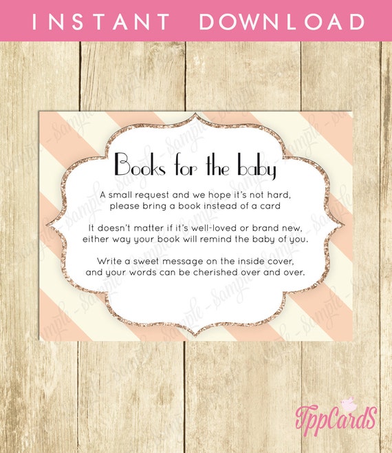 Elegant Baby Shower Printable Bring a Book Instead of a Card