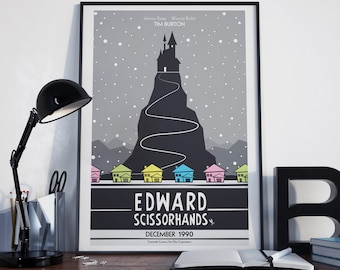 Edward Scissorhands Minimalist Poster, Illustrated Movie Poster, Minimalist Poster, Home Decor, Nursery Wall Art, "12x18"