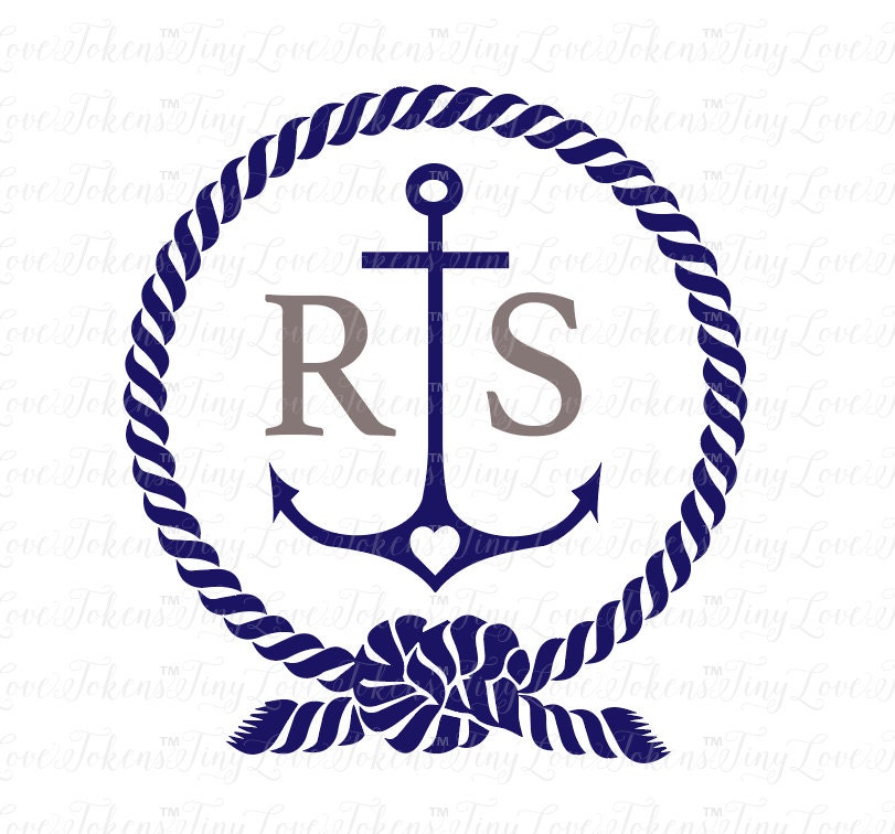 Download Anchor and Rope Monogram SVG Design for Silhouette and other