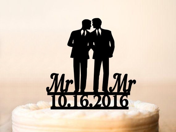 Gay Cake Topper With Date Same Sex Date Cake Toppergay 