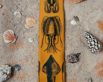 Squid Tie - Squid Necktie - Men's Gift - Cephalopods - Weird Neck Tie - Octopus Art