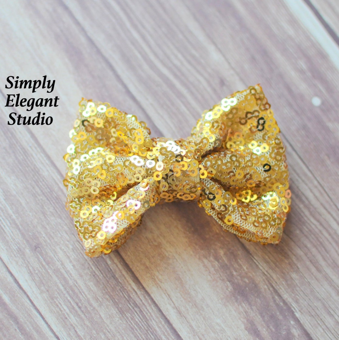 Bright Gold Sequin Bows Headband Bows Craft Bow Supply