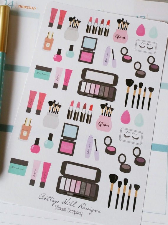 Beauty Make up Sticker Kit by CottageHillDesigns on Etsy