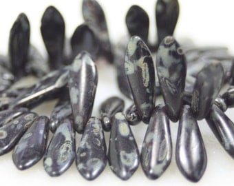 Czech Glass Dagger Beads, 15x5mm, 50 Beads