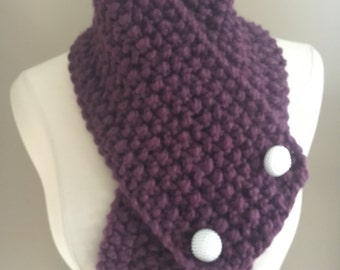 Knitted Cozy Bulky Purple Cowl Neck Warmer Handmade Accessories Ready To Ship