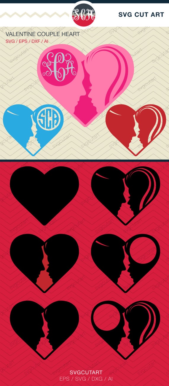 Download Items similar to Valentine Couple Heart Frame decal DXF ...