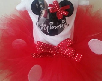 Minnie Mouse Outfit, Minnie Mouse Halloween Costume, Minnie Mouse Halloween Outfit Toddlers, Red Minnie Mouse Tutu, Sizes 6 mo - 4T