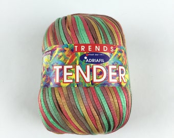 Italian Yarn Adriafil Tender 50 gram (1.76 ounces) - Cotton Yarn - Summer Yarn - Knitting Yarn - Crochet Yarn - Ribbon Yarn - multi colored