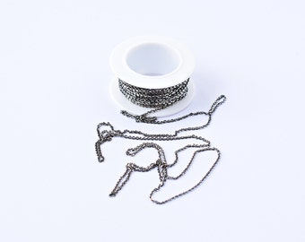 Oxidized Silver Chain, Sterling Silver Blackened Cable Chain, 1.5mm Black Flat Ruthenium Cable Chain, Sterling Silver Chain, Oxidized, SS664