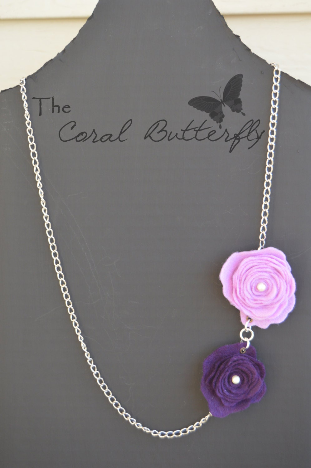 Shades of Purple rose necklace by TheCoralButterfly on Etsy