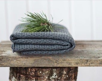 Grey baby blanket - Merino wool grey knit baby blanket - Kids blanket - Baby shower gift