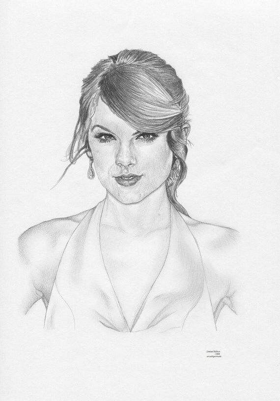 TAYLOR SWIFT Limited Edition art drawing print signed by UK