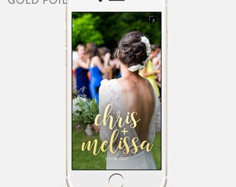 Metallic Wedding Snapchat Geofilter Personalized Custom On-Demand Geo filter Gold Silver Rose Sparkly Name