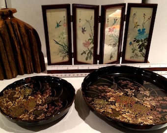 Japanese Plates, Folding Mini-Mural & Wood Vase