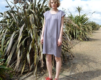 Handmade Oversized T-shirt Dress in Bamboo Silk, Minimal Style, Square Dress, Vegan, Eco