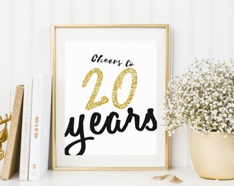 Cheers to 10 Years 8x10 Printable Gold Party Sign 10 Year