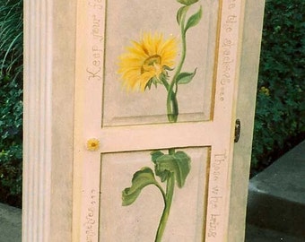 Sunflower jelly cabinet, hand painted furniture, hand painted cabinet