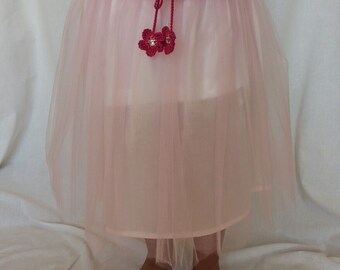 Pink tulle skirt girls clothing handmade custom cloth underskirt cotton crochet