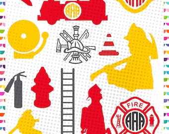 Fireman monogram svg - firefighter svg – fire department svg - Cutting Files eps svg dxf png -Firetruck monogram – Instant download