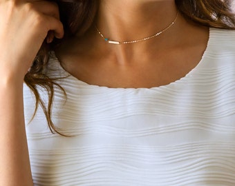 Initial Choker, Gold Choker, Silver Choker, Rose Gold Choker,Dainty Bar Choker Necklace, Simple Choker, Personalized Bar, Bar Necklace B316c
