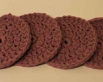 Handmade Crocheted Purple Coasters - Set of 4