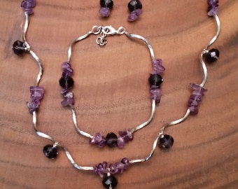 Harry Potter Deathly Hallows Silver Amethyst Purple Skull Beaded Necklace Beaded Bracelet Beaded Earrings Fandom Set