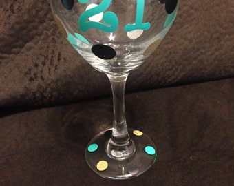 21st Birthday Wine Glass
