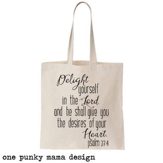 Bible Tote Bag Church Tote Bag Psalm 37:4 Scripture Tote