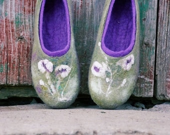 Felted clogs Viola, Felted slippers, Wool slippers Women slippers, Felted Footwear Warm slippers, House shoes, Girlfriend gift for wife
